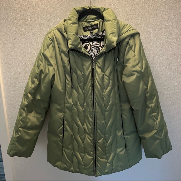 Linea Donatella Jackets & Blazers - Linea Donatella Olive Green Quilted Puffer Coat
